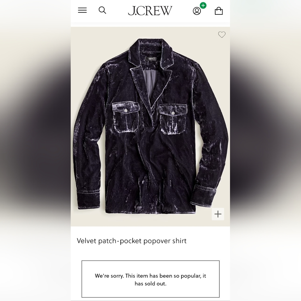 J. Crew Popover Velvet Top